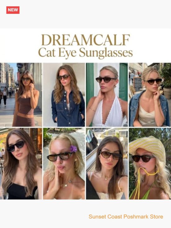 Retro Oval Cat Eye Sunglasses with UV400 Protection Lightweight for Travel or main image 6